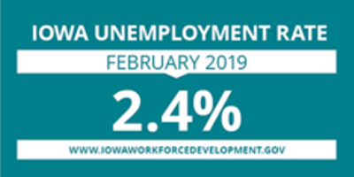 Iowa jobless rate remained 2.4 percent in February