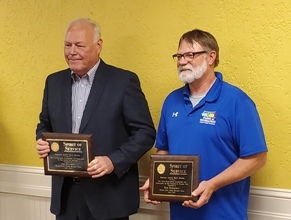 Hansen, Berggren presented “Service Above Self” awards by Mason City Noon Rotary