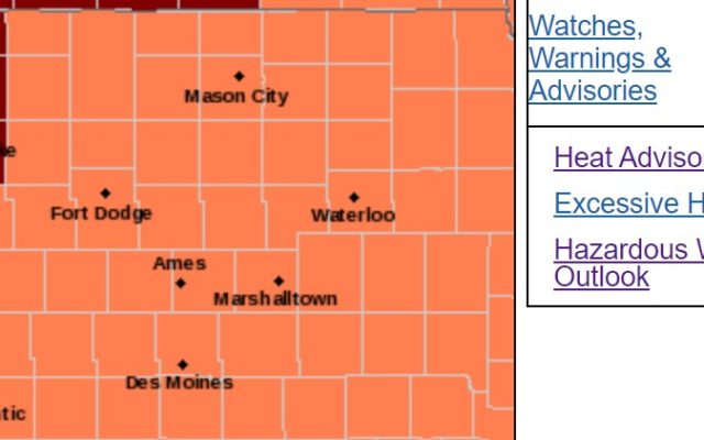 Heat Advisories, Excessive Heat Watches in effect for our listening area on Saturday