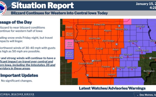 Blizzard Warning continues for majority of listening area until 6:00 PM tonight