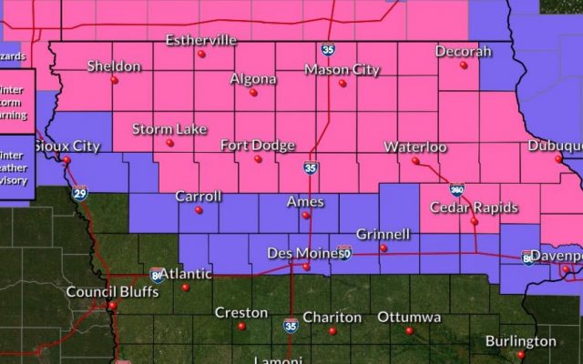 Winter Storm Warning in effect for Monday for entire listening area