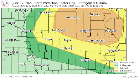 Severe weather possible this afternoon, evening in north-central Iowa