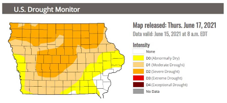 Southeast Iowa only area without drought conditions