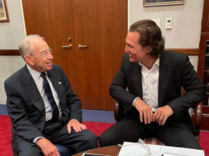 Grassley talks with actor McConaughey about gun safety