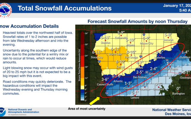 North-central Iowa under Winter Storm Watch Wednesday evening-Thursday