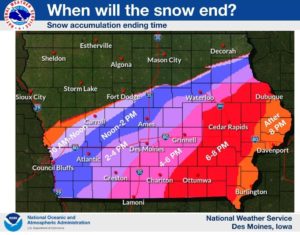 Forecast: Wide section of Iowa may get 6-8″ of snow today
