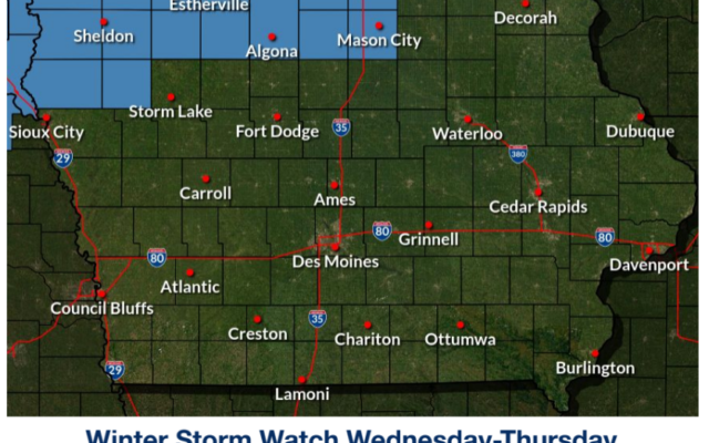 Significant Winter Storm forecast for north-central Iowa Wednesday