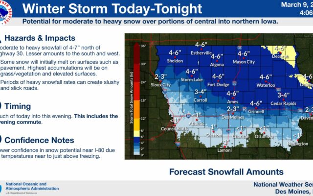 Winter Storm Warnings, Winter Weather Advisories in effect for north-central Iowa