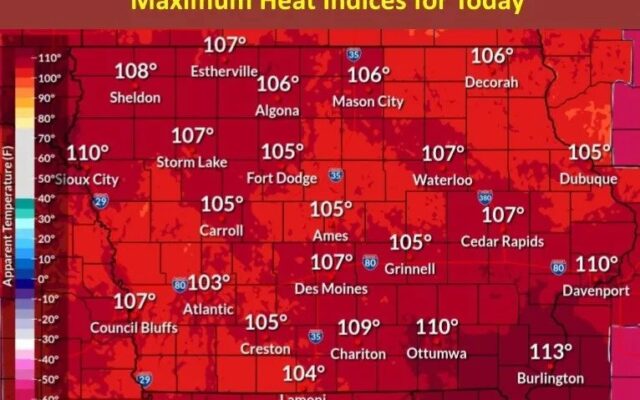 Heat index may hit 115 in southeast Iowa this afternoon